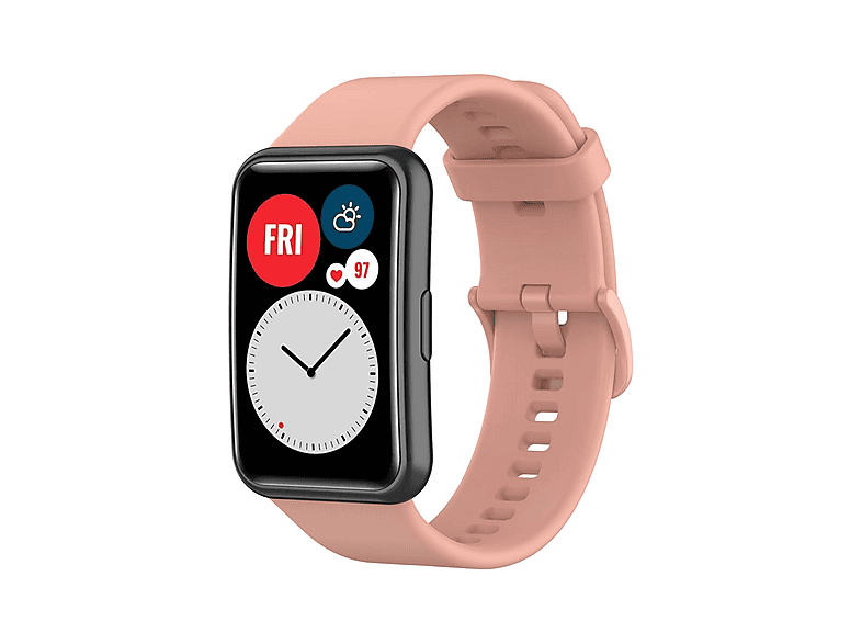 Ersatzarmband Für Realme Band – Silikon-Armband, Verstellbar, Mit Edelstahl-Schnalle, Hell-Pink & Elfenbein