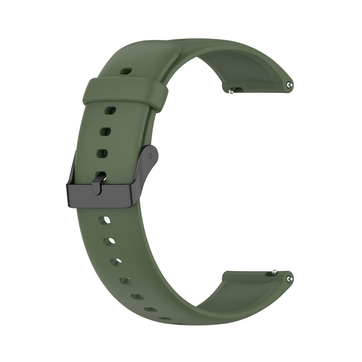 Ein grünes Uhrenarmband mit einer schwarzen Schnalle.