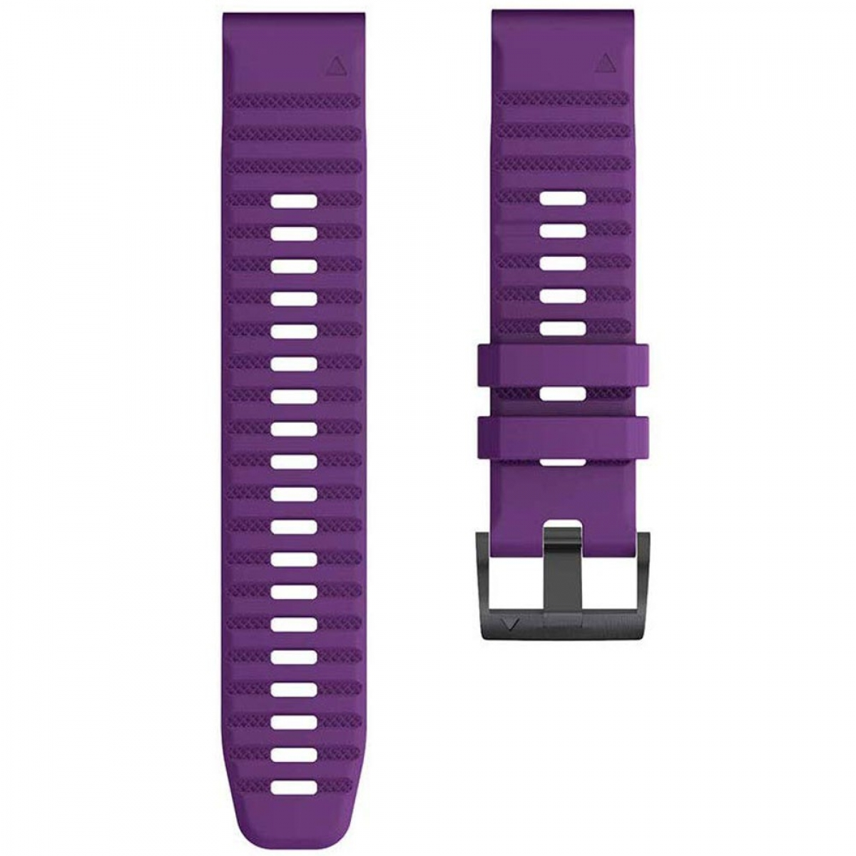 Zwei lila Uhrenarmbänder mit schwarzer Schnalle.
