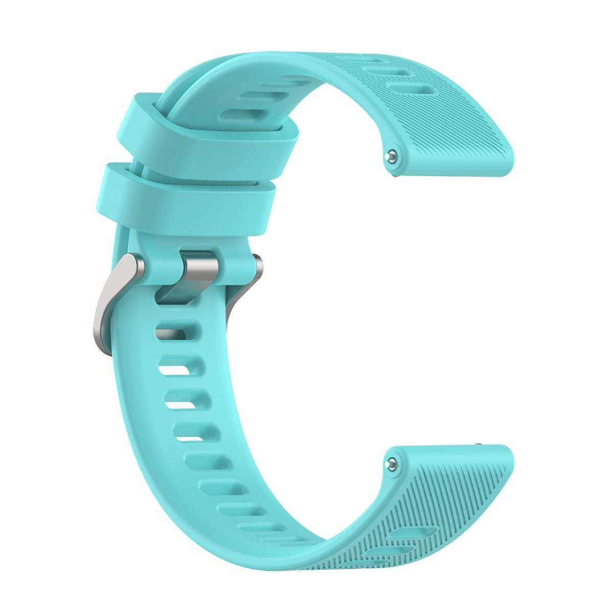 Ein hellblaues Armband mit Schnalle.