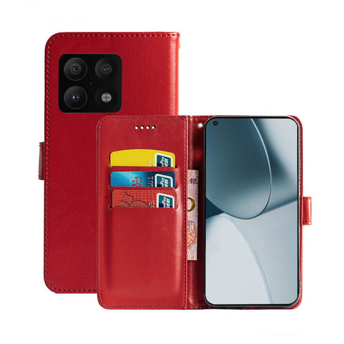 CASEONLINE Klappbare OnePlus, Multicolor 10 Rot, Bookcover, - 5G, Pro