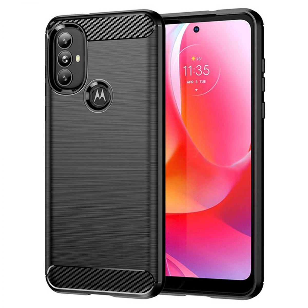 CASEONLINE Gebürstet, Backcover, Motorola, Moto Schwarz G (2022), Power