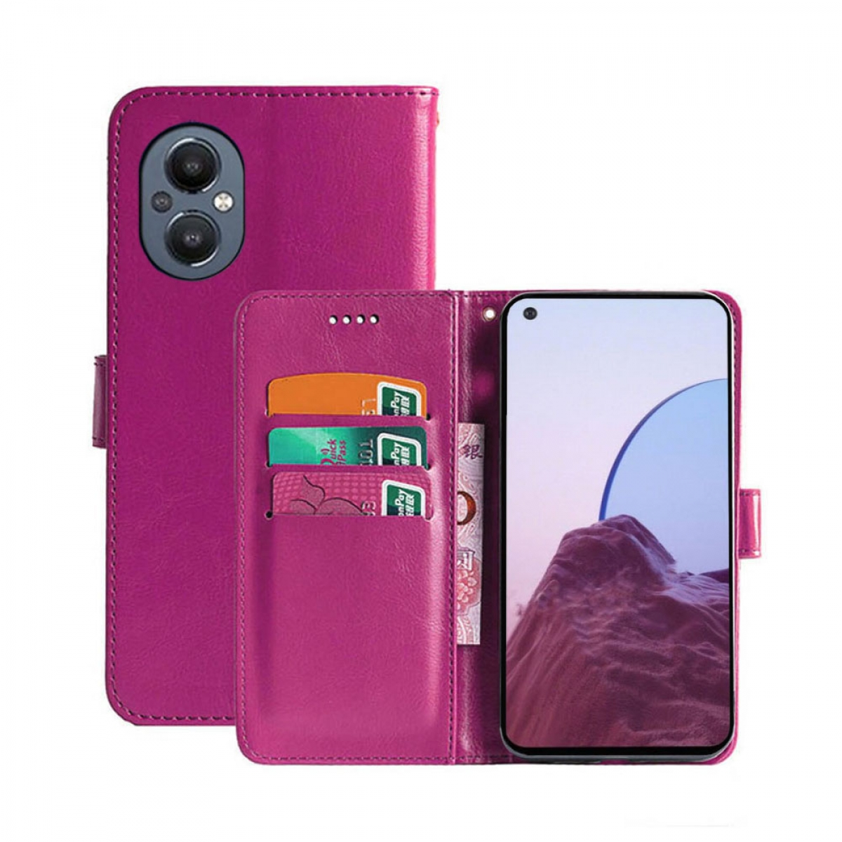 N20 OnePlus, CASEONLINE Klappbare Multicolor 5G, - Nord Pink, Bookcover,