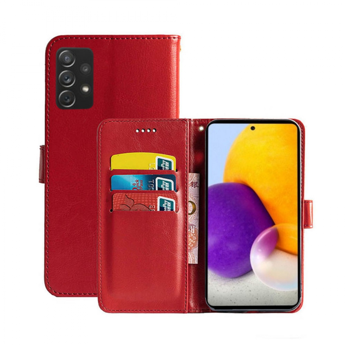 CASEONLINE Klappbare 5G, Multicolor Rot, Galaxy Samsung, A73 - Bookcover