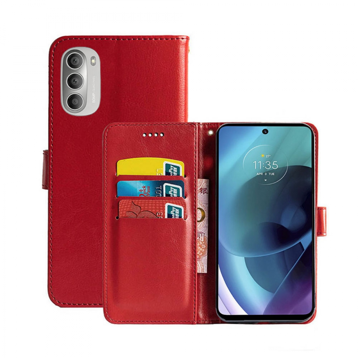 CASEONLINE Klappbare - Rot, Bookcover, Moto 5G, Rot G71 Motorola