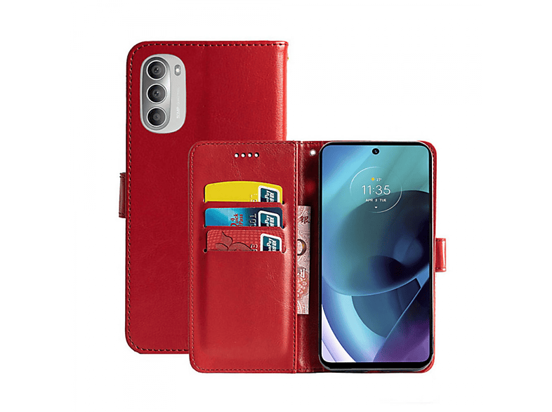 CASEONLINE Klappbare - Rot, Bookcover, Motorola, Moto G71 5G, Rot
