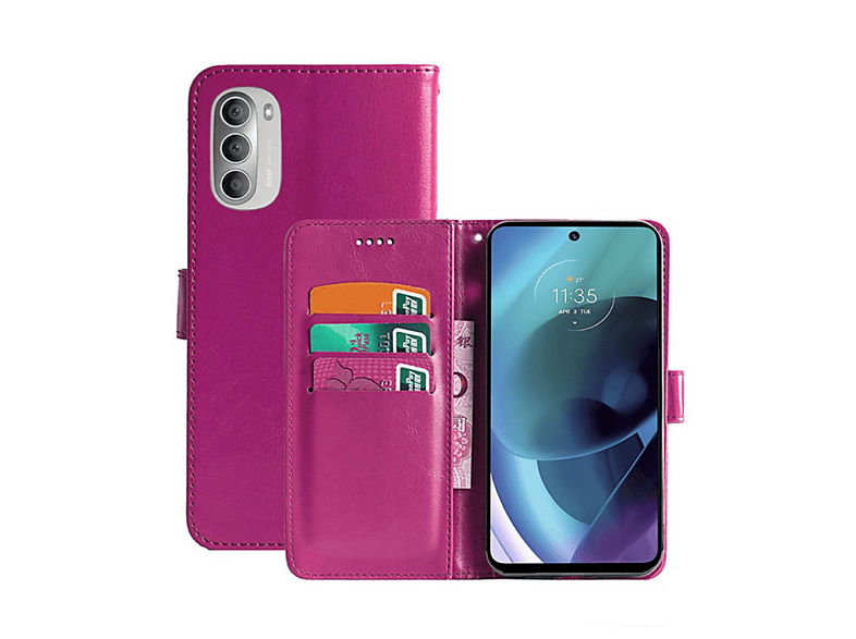 CASEONLINE Klappbare - Pink, G51 Bookcover, Motorola, Multicolor Moto 5G