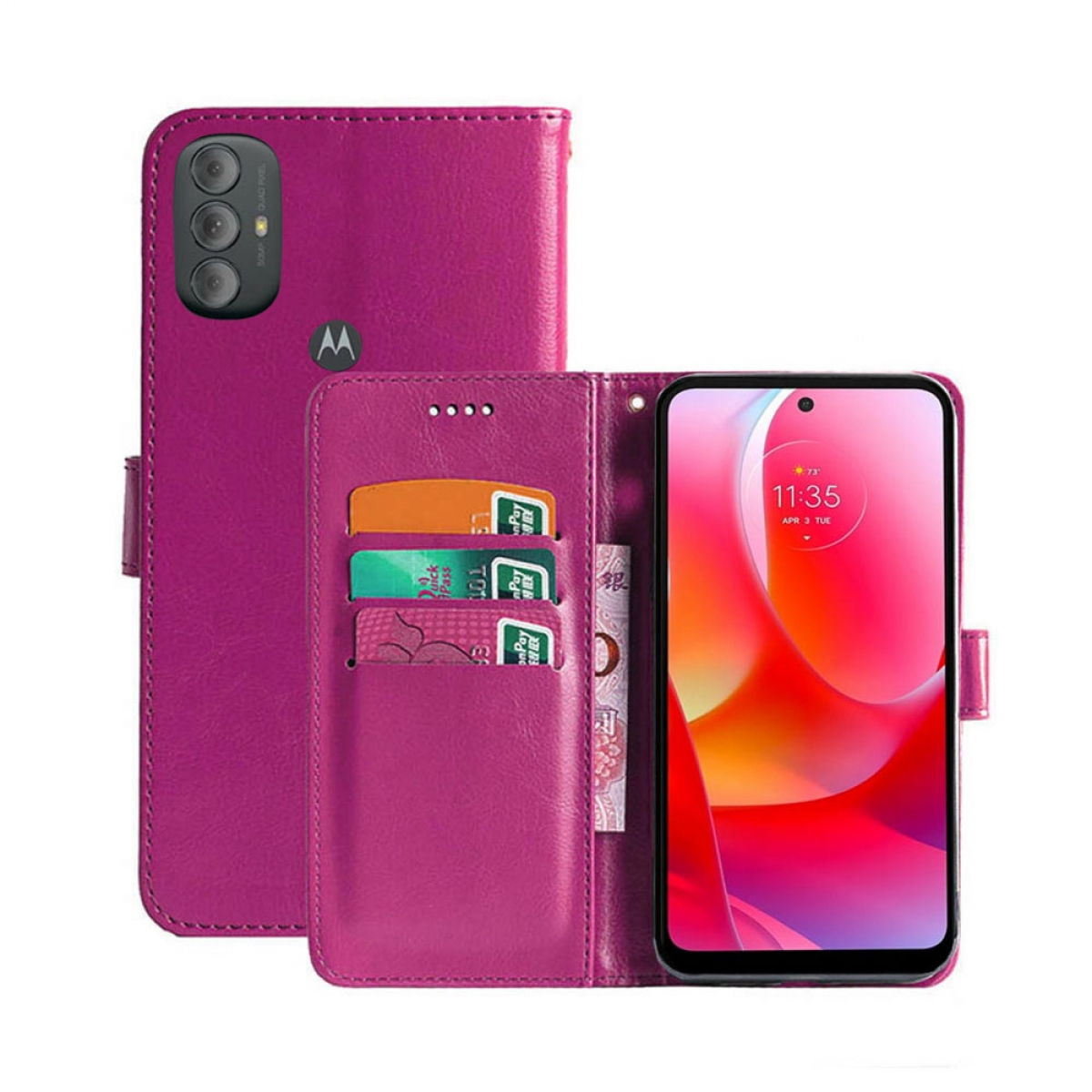 CASEONLINE Klappbare - Pink, (2022), Motorola, Bookcover, Power Multicolor G Moto