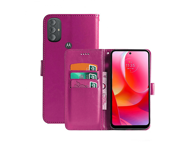 CASEONLINE Klappbare - Pink, Bookcover, (2022), Motorola, Power G Multicolor Moto