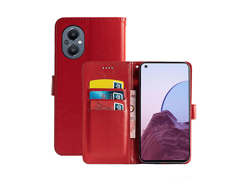 CASEONLINE Klappbare - Rot, Bookcover, OnePlus, Nord N20 5G, Multicolor