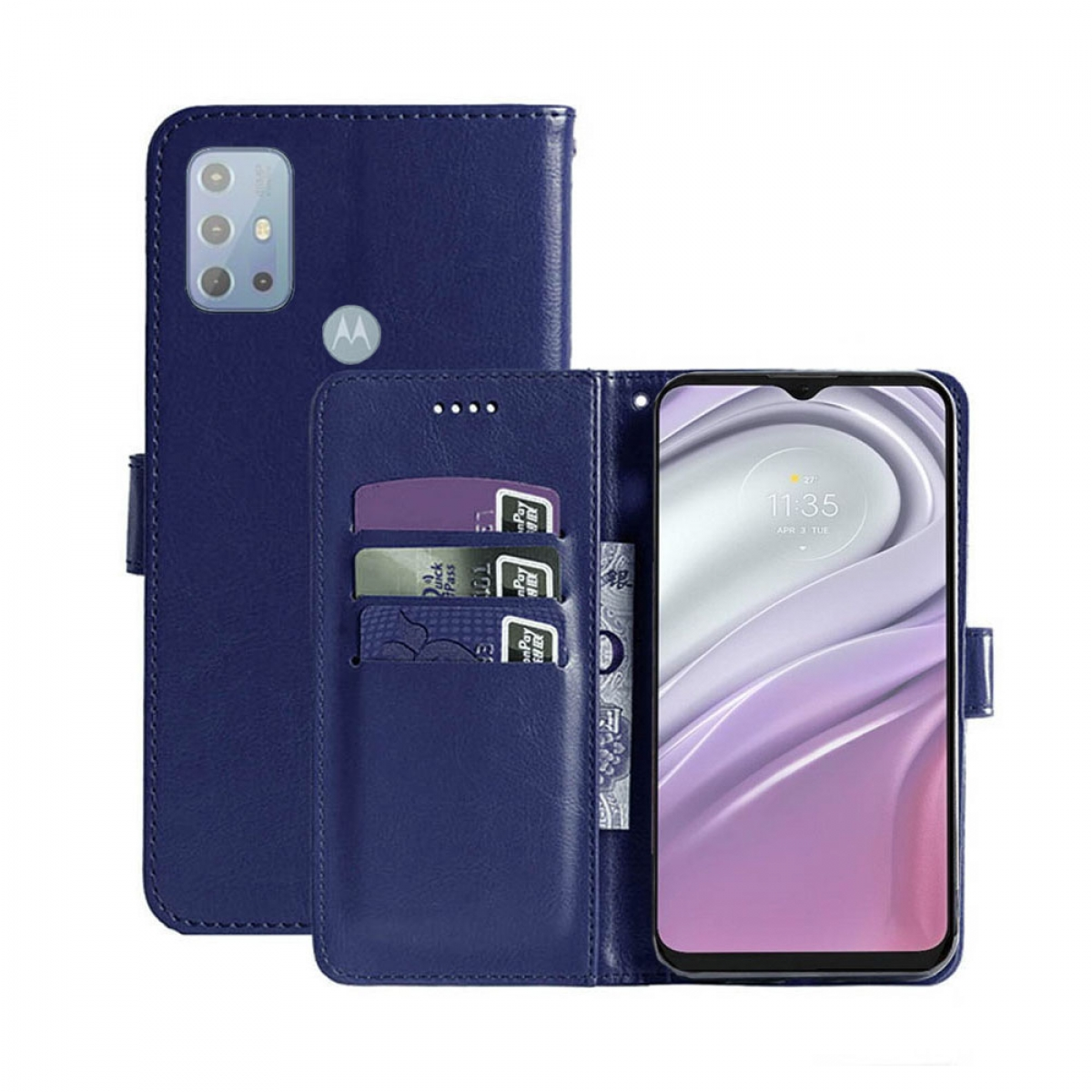 CASEONLINE Klappbare - Dunkelblau, G20, Motorola, Dunkelblau Bookcover, moto