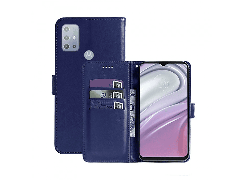 CASEONLINE Klappbare - Dunkelblau, Bookcover, Motorola, moto G20, Dunkelblau