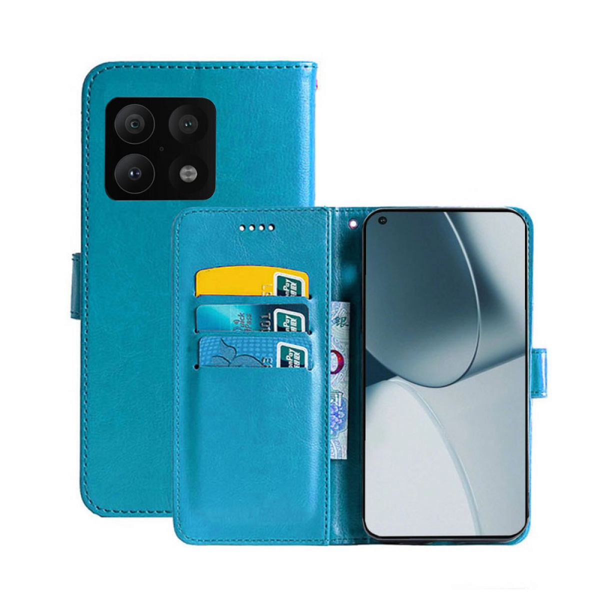 5G, 10 Pro Hellblau, CASEONLINE Multicolor - Klappbare OnePlus, Bookcover,
