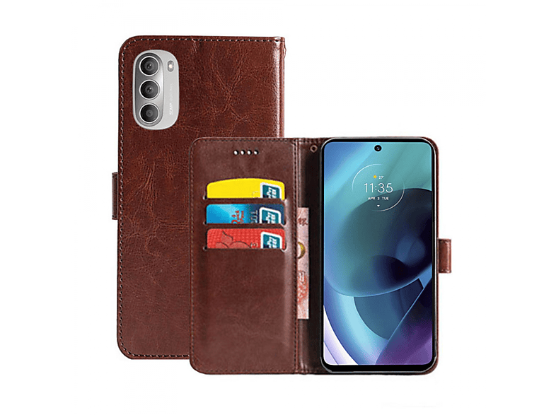 CASEONLINE Klappbare - Braun, Bookcover, Motorola, Moto G51 5G, Multicolor