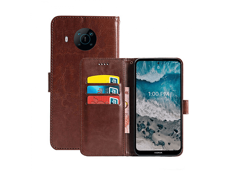 CASEONLINE Klappbare - Braun, Bookcover, Nokia, X100, Multicolor