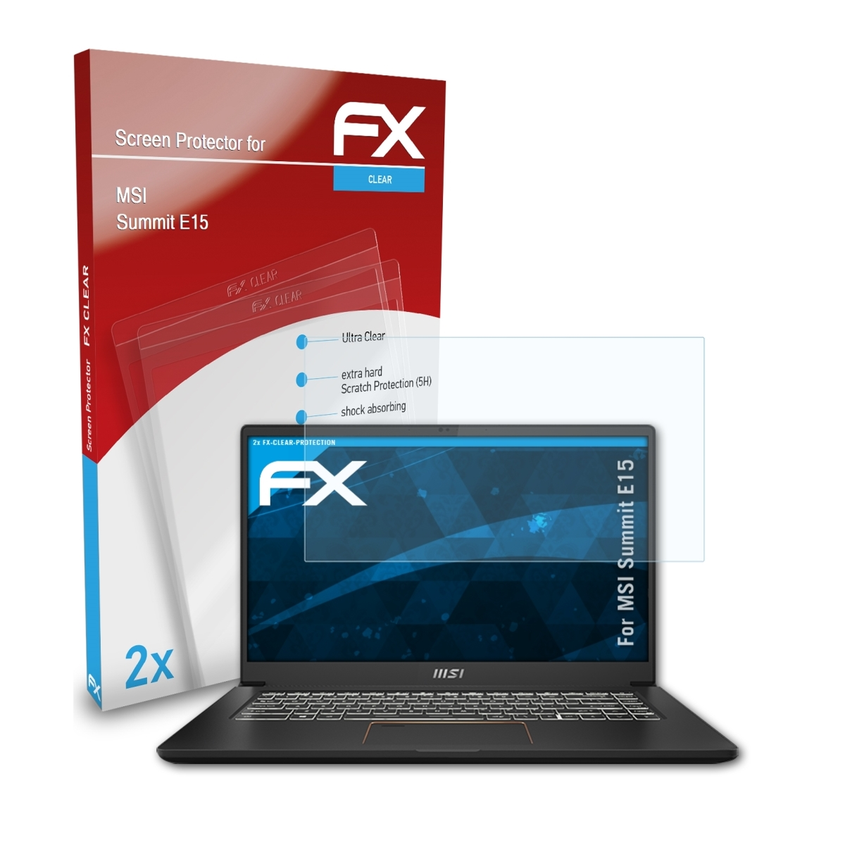 ATFOLIX 2x FX-Clear Displayschutz(für E15) Summit MSI