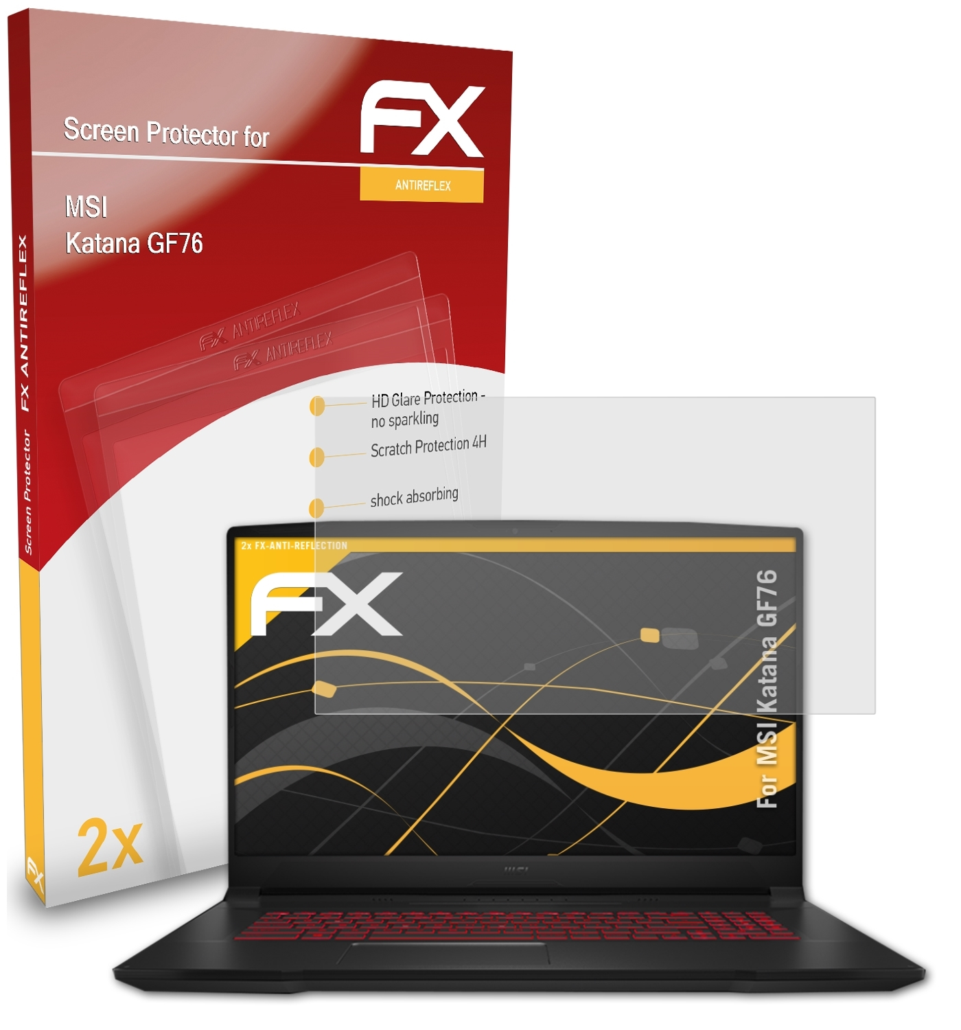 ATFOLIX MSI 2x Displayschutz(für GF76) Katana FX-Antireflex