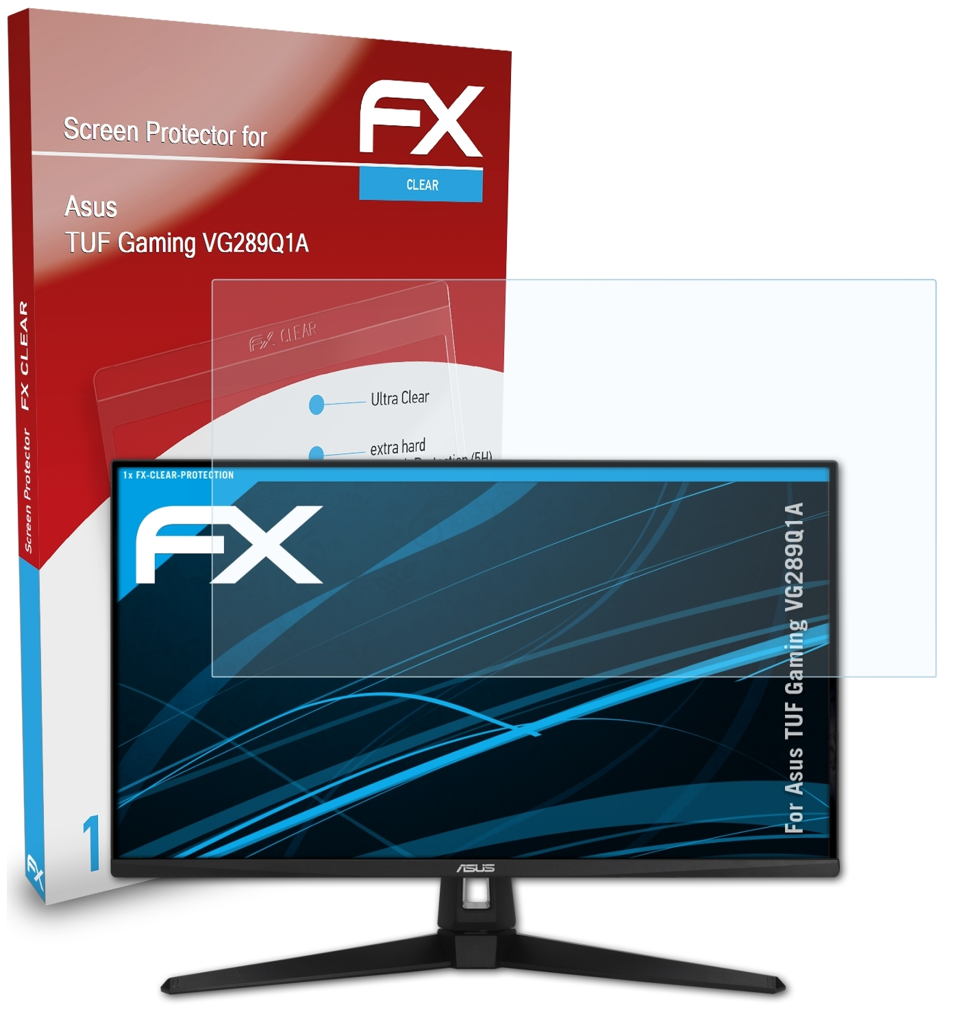 VG289Q1A) ATFOLIX Asus Displayschutz(für Gaming TUF FX-Clear