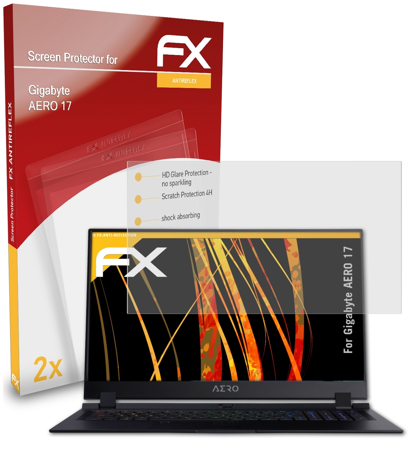 ATFOLIX 2x FX-Antireflex Displayschutz(für Gigabyte 17 (10th Gen)) AERO