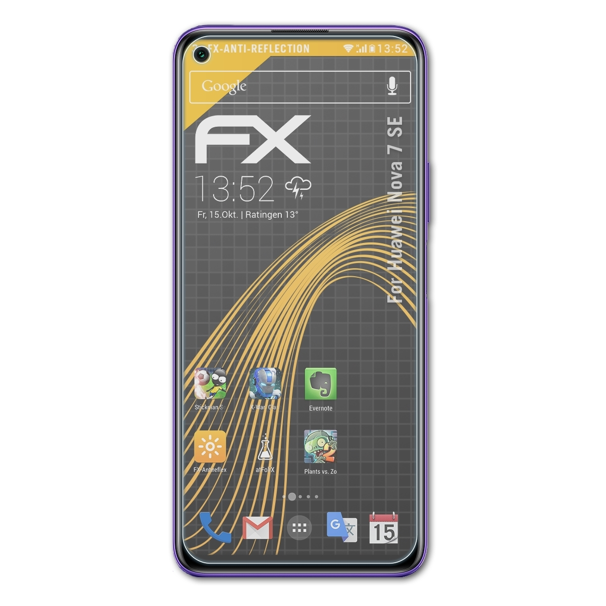 ATFOLIX 3x FX-Antireflex Displayschutz(für Huawei Nova 7 SE)