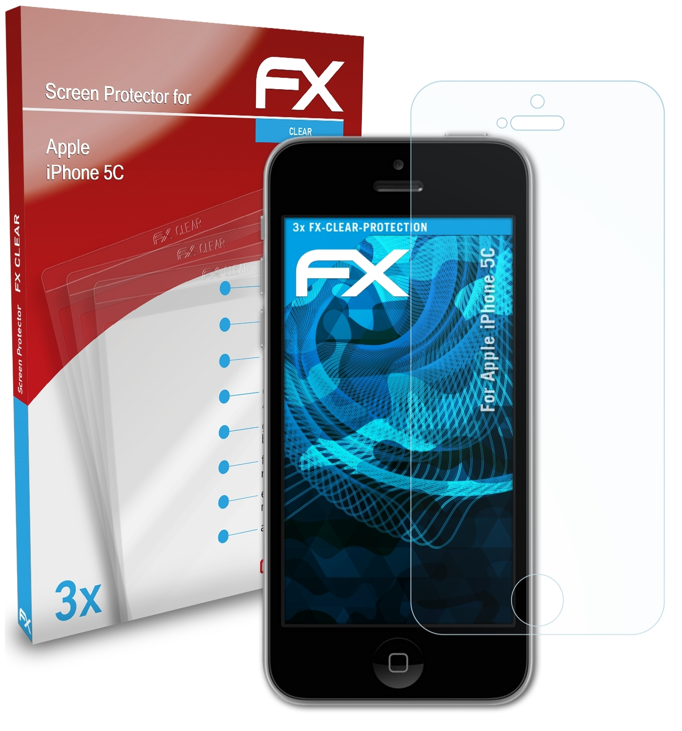 Displayschutz(für 3x Apple FX-Clear 5C) iPhone ATFOLIX