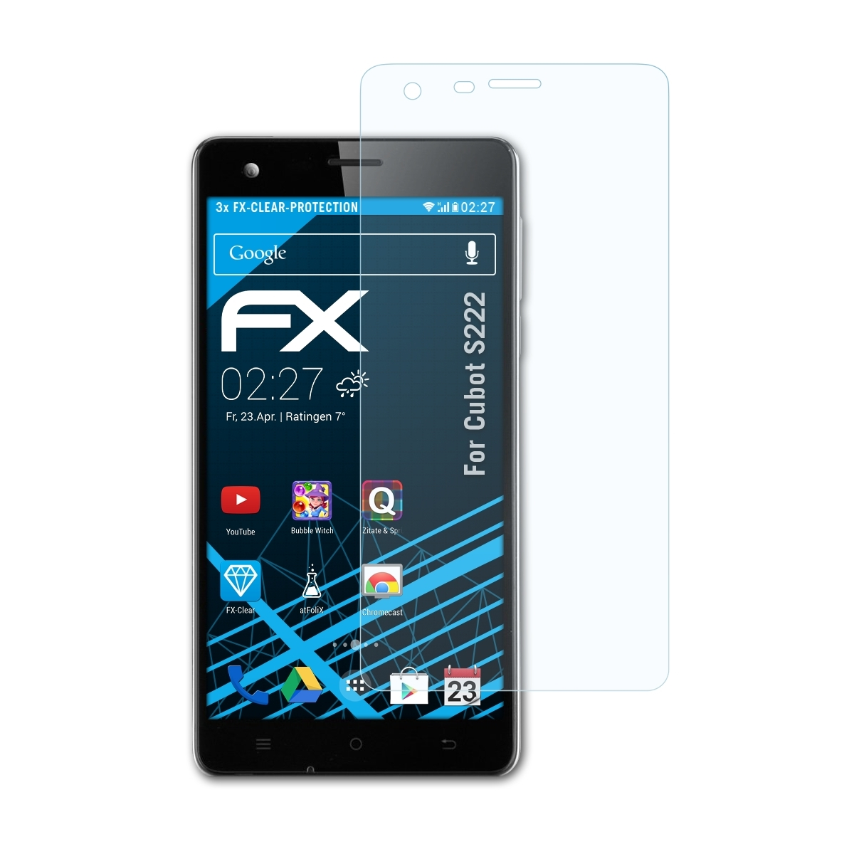ATFOLIX 3x FX-Clear Displayschutz(für Cubot S222)