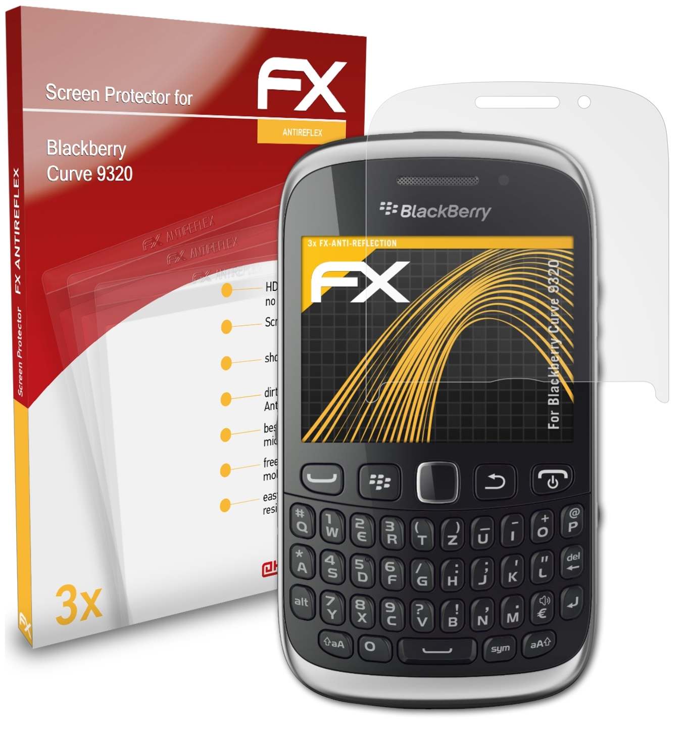 ATFOLIX 3x FX-Antireflex 9320) Displayschutz(für Curve Blackberry