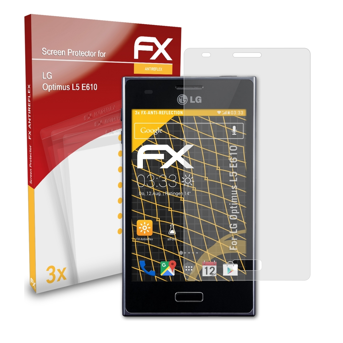 3x Optimus L5 FX-Antireflex Displayschutz(für (E610)) LG ATFOLIX
