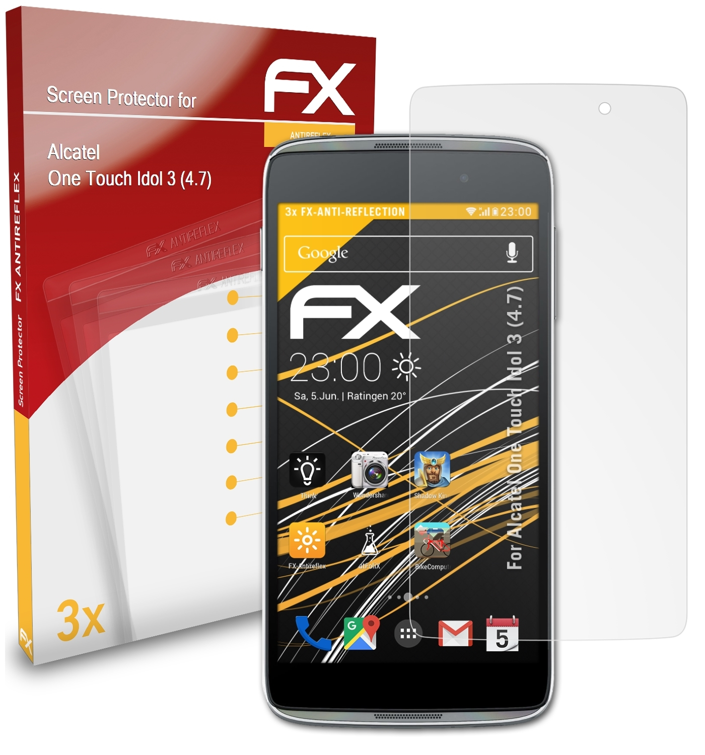 Displayschutz(für 3x ATFOLIX (4.7)) 3 Alcatel One Touch Idol FX-Antireflex