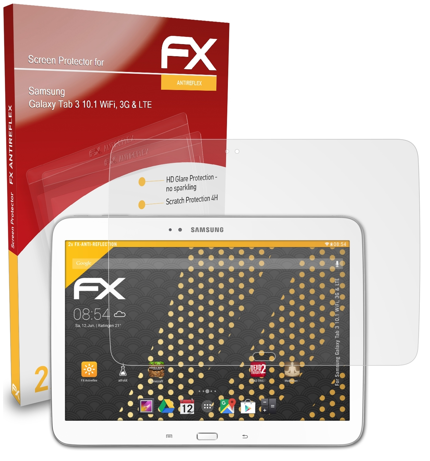 ATFOLIX 2x FX-Antireflex Displayschutz(für Tab 10.1 Galaxy (WiFi, 3 Samsung 3G & LTE))
