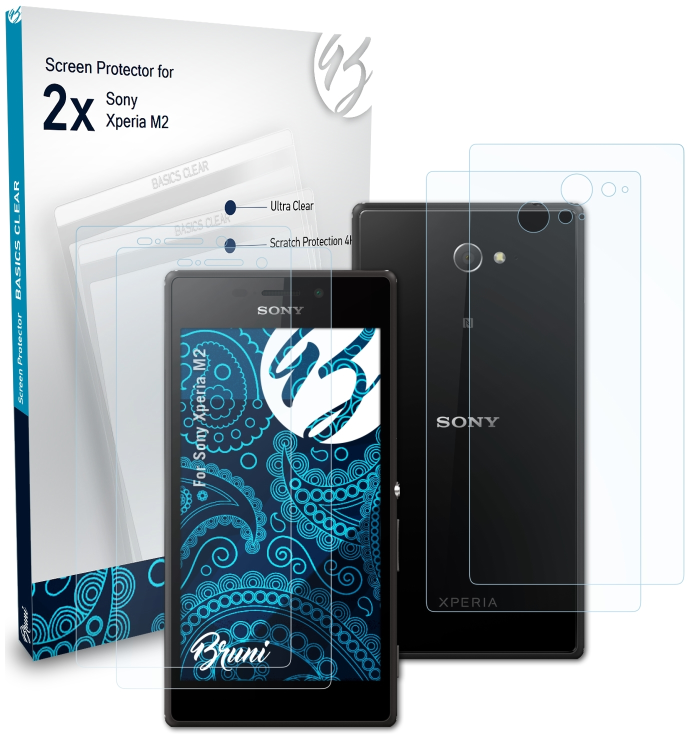 2x Schutzfolie(für M2) BRUNI Sony Xperia Basics-Clear
