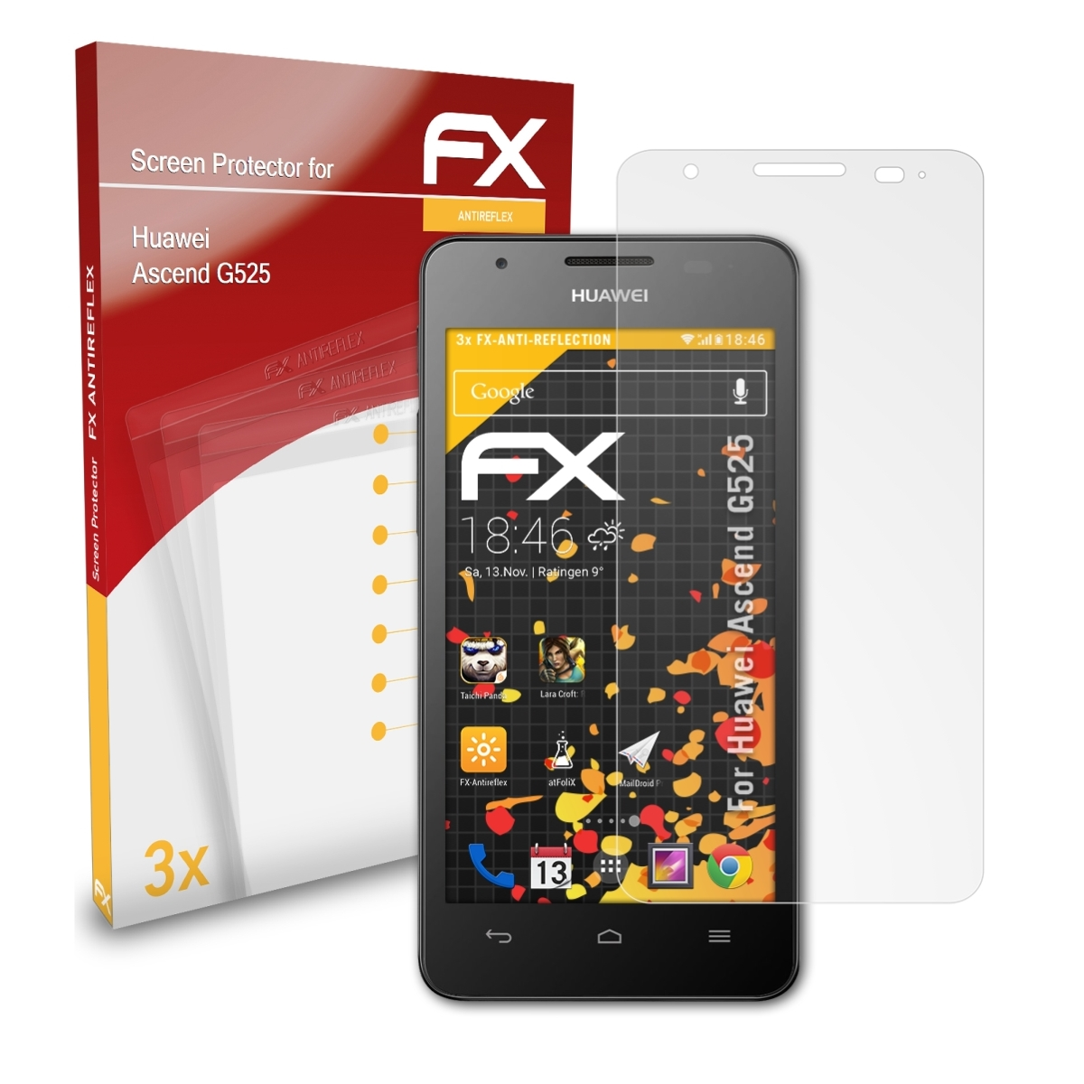 ATFOLIX 3x FX-Antireflex Displayschutz(für Ascend G525) Huawei