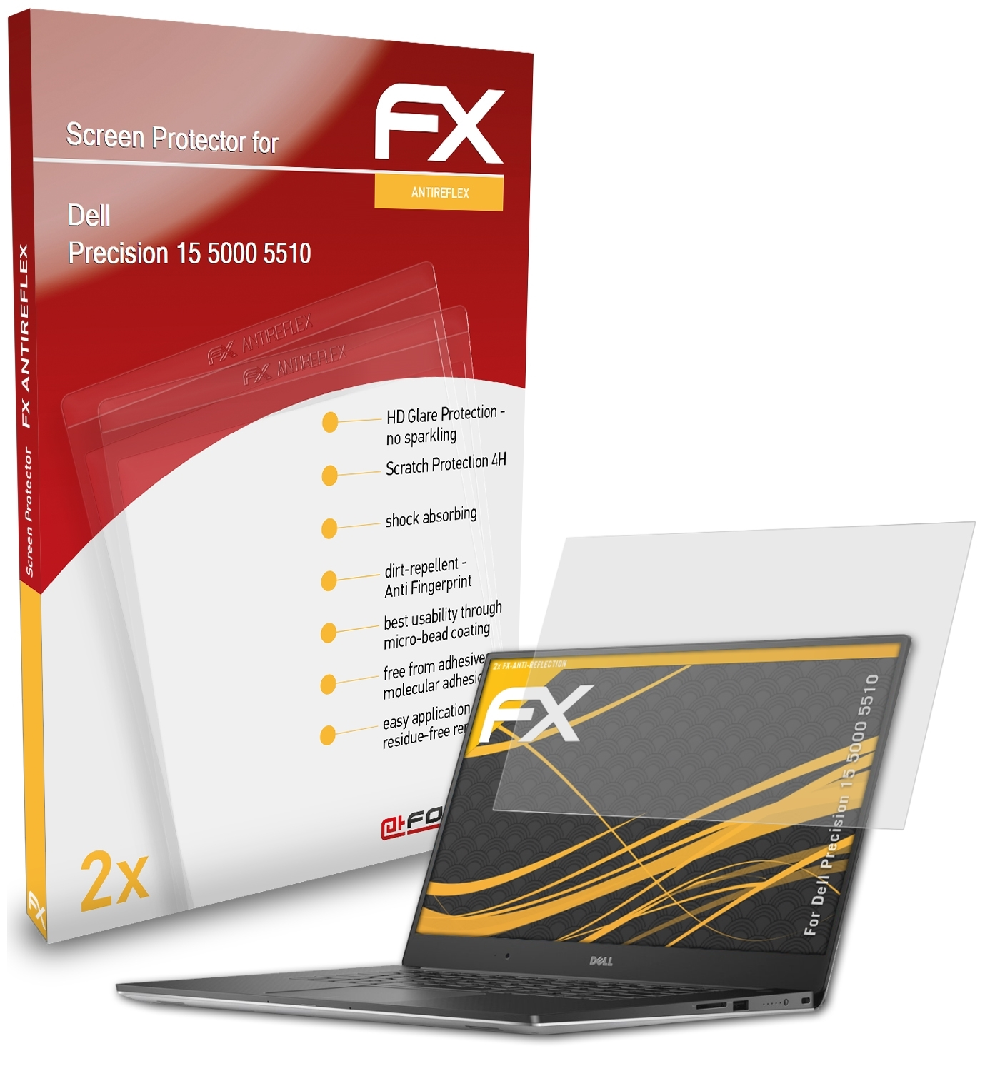 15 (5510)) FX-Antireflex Precision Dell 2x ATFOLIX Displayschutz(für 5000