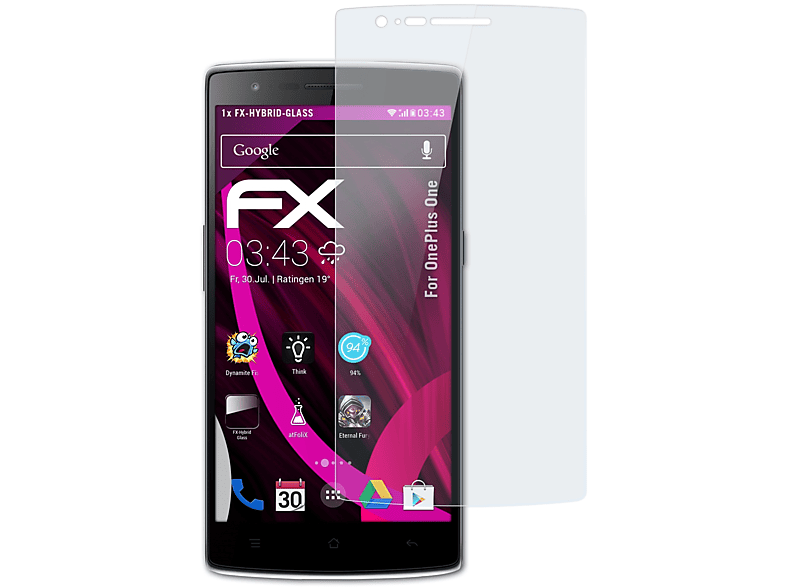 ATFOLIX FX-Hybrid-Glass OnePlus One) Schutzglas(für