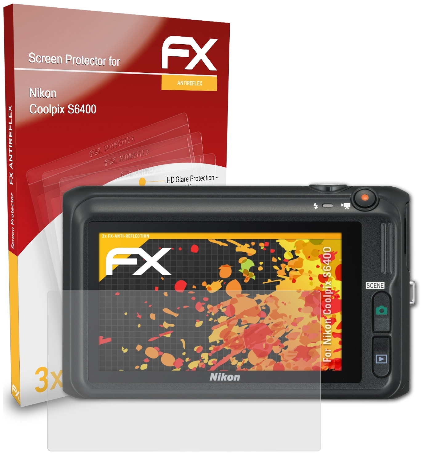 ATFOLIX Coolpix S6400) Displayschutz(für 3x Nikon FX-Antireflex
