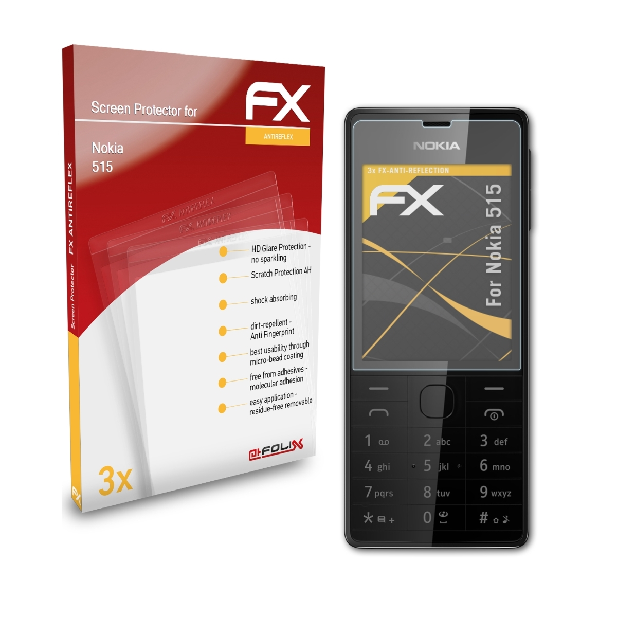 3x ATFOLIX 515) FX-Antireflex Displayschutz(für Nokia