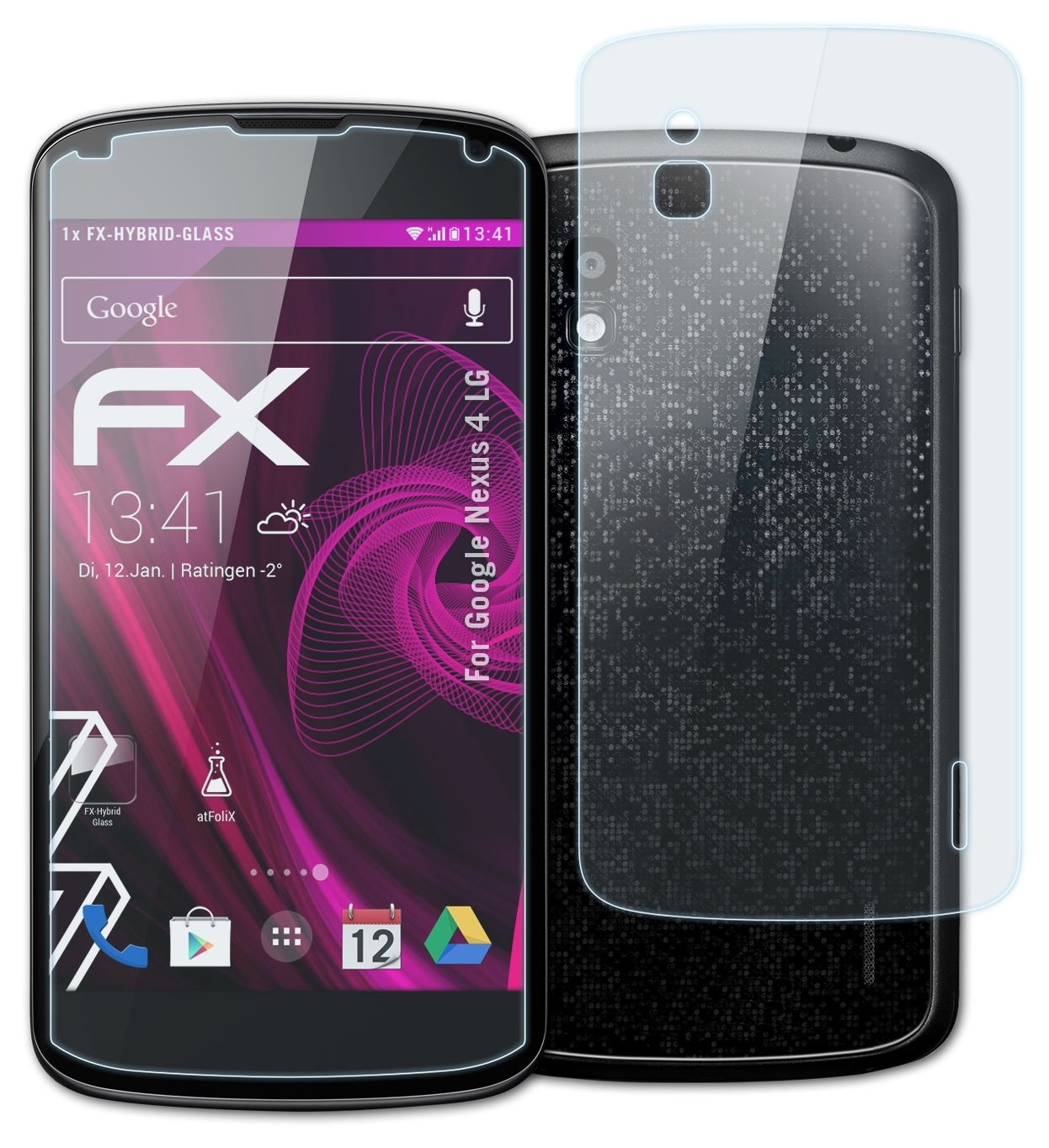 ATFOLIX FX-Hybrid-Glass Schutzglas(für Google 4 Nexus (LG))