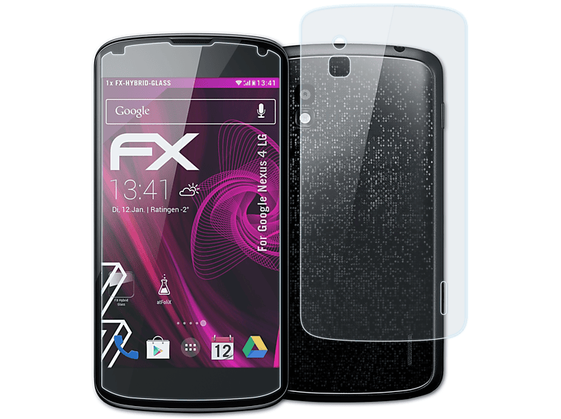 ATFOLIX FX-Hybrid-Glass Schutzglas(für Google 4 Nexus (LG))