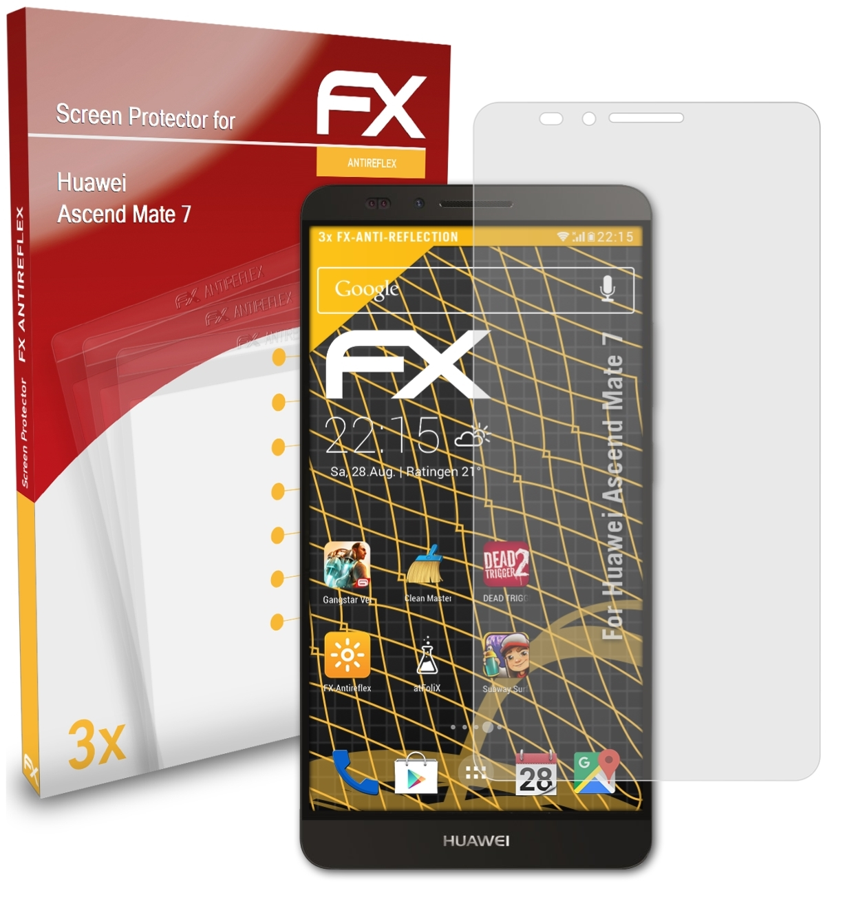 ATFOLIX 3x FX-Antireflex Displayschutz(für Huawei Ascend 7) Mate