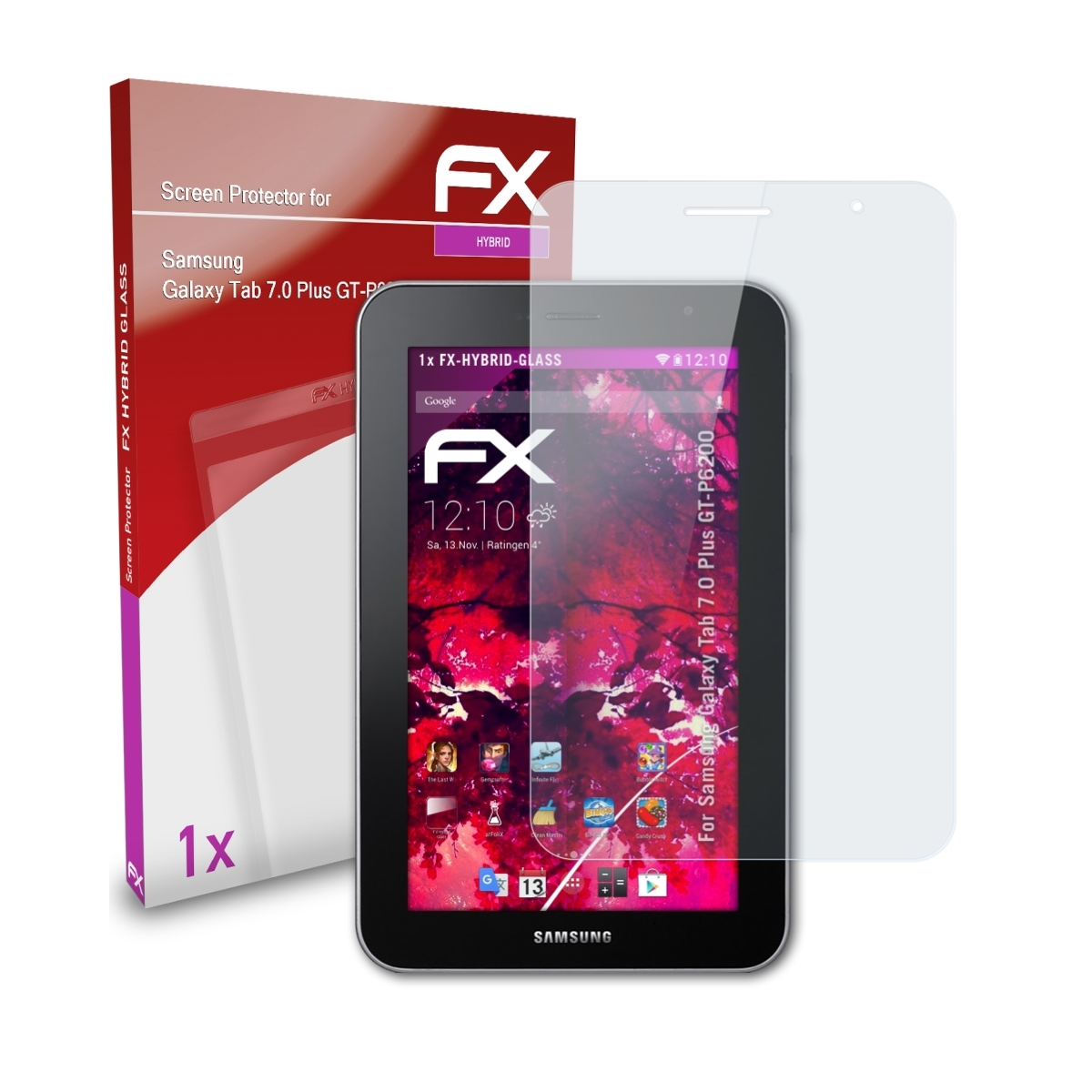 ATFOLIX FX-Hybrid-Glass Schutzglas(für Plus Galaxy Tab Samsung (GT-P6200)) 7.0