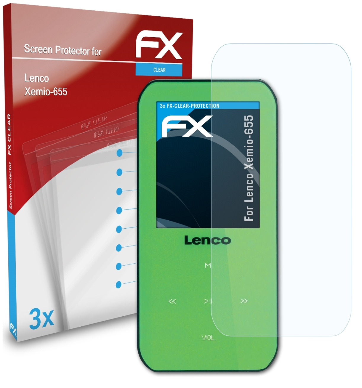 ATFOLIX 3x Lenco Displayschutz(für Xemio-655) FX-Clear