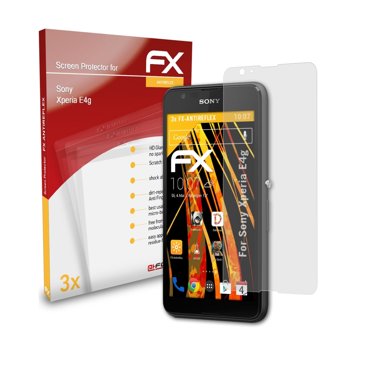 Displayschutz(für E4g) 3x Sony Xperia ATFOLIX FX-Antireflex