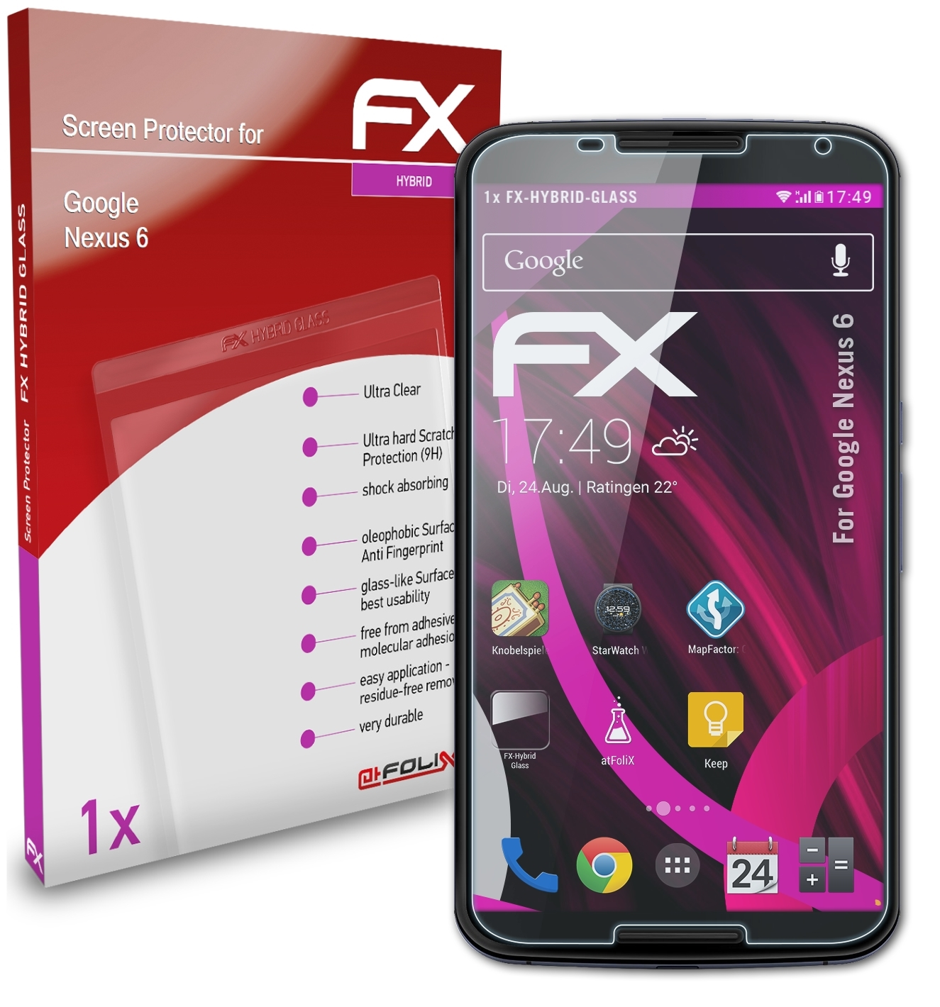 Google Nexus ATFOLIX FX-Hybrid-Glass Schutzglas(für 6)