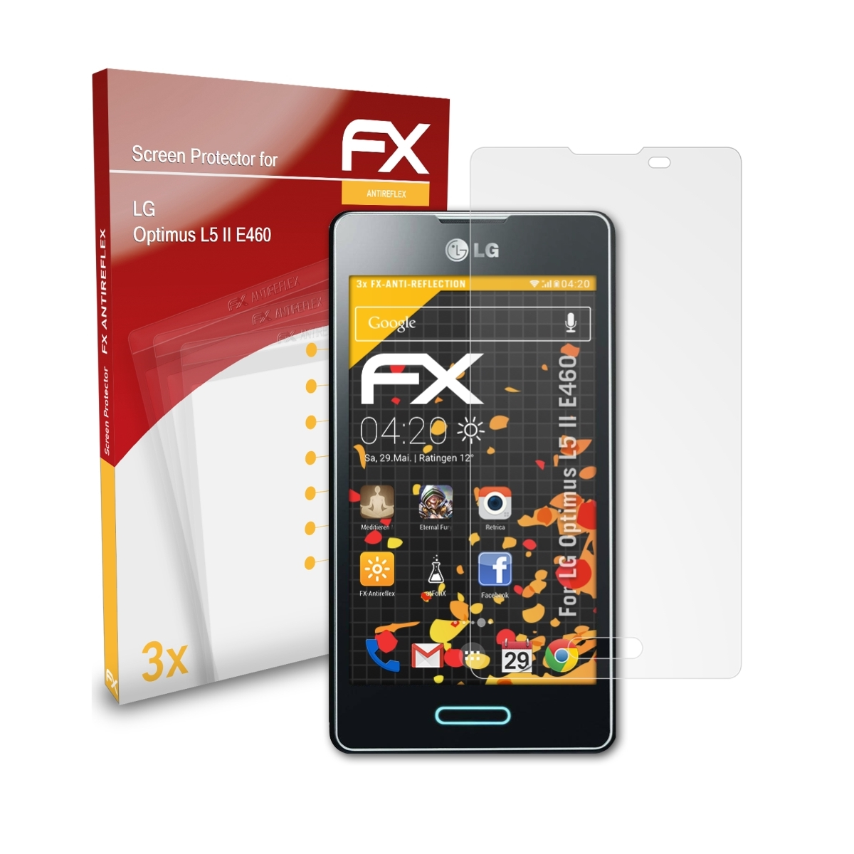 LG ATFOLIX L5 (E460)) FX-Antireflex 3x Displayschutz(für II Optimus