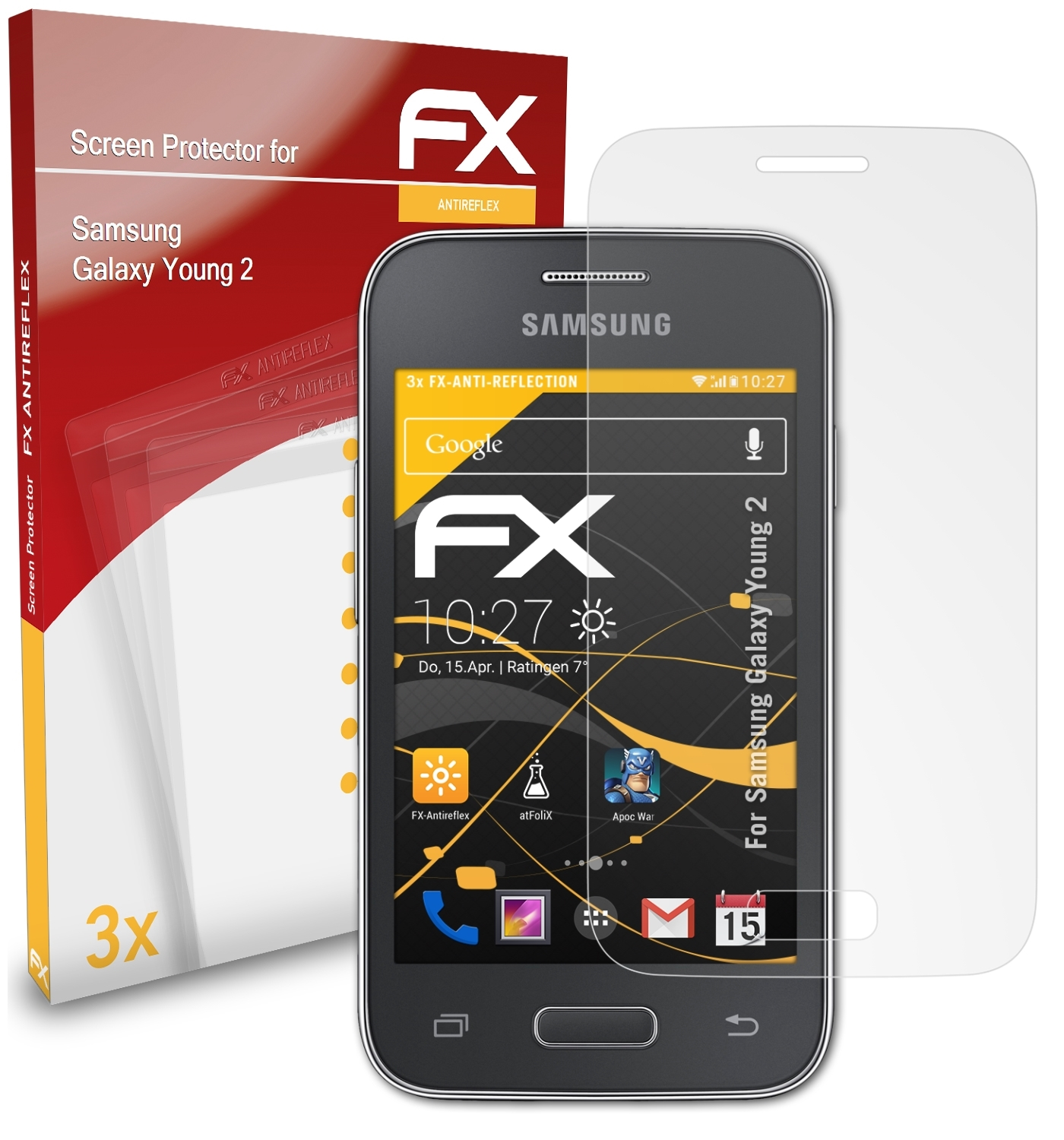 Galaxy Samsung ATFOLIX 2) FX-Antireflex Young Displayschutz(für 3x
