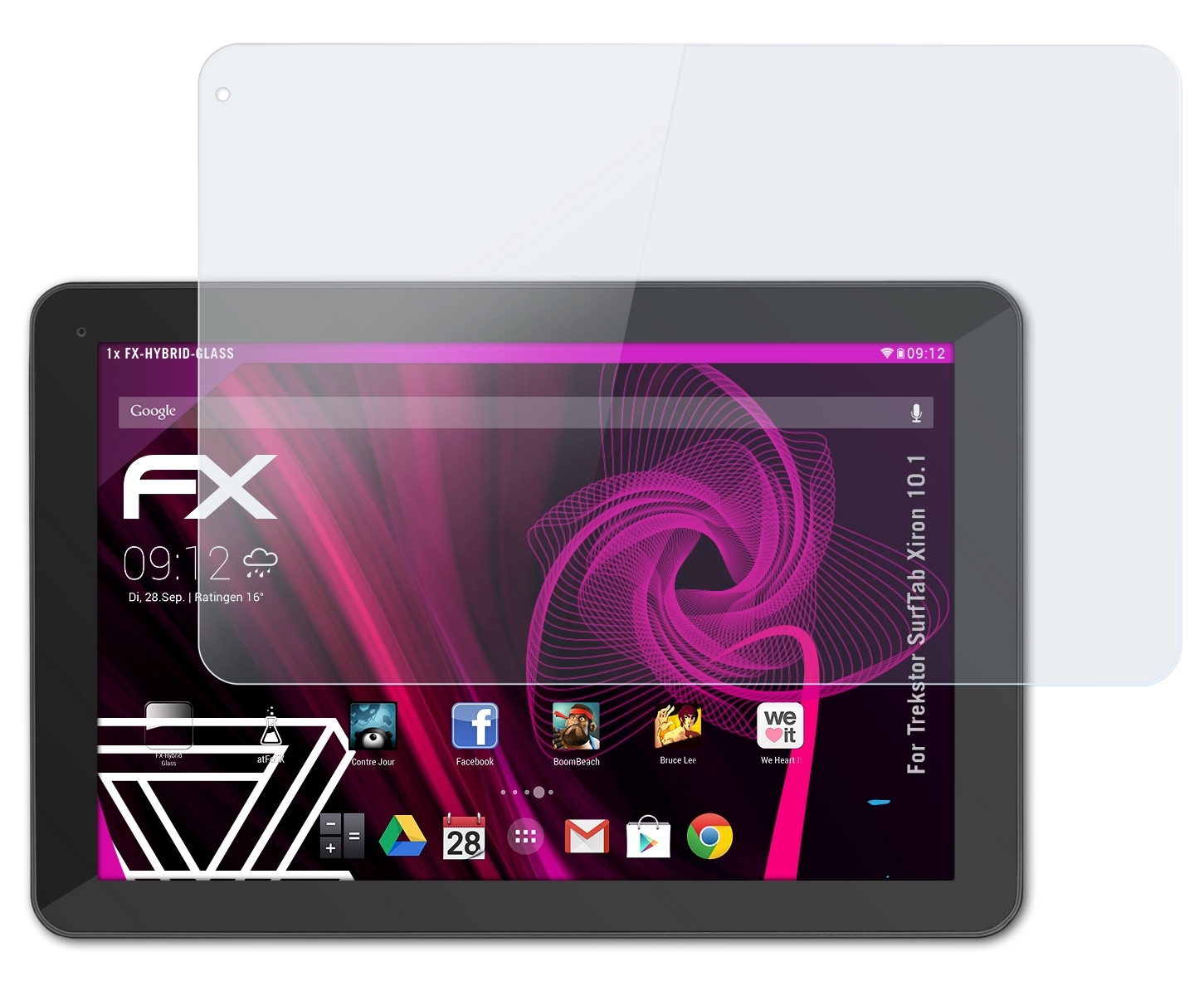 ATFOLIX FX-Hybrid-Glass Schutzglas(für Trekstor Xiron SurfTab 10.1)