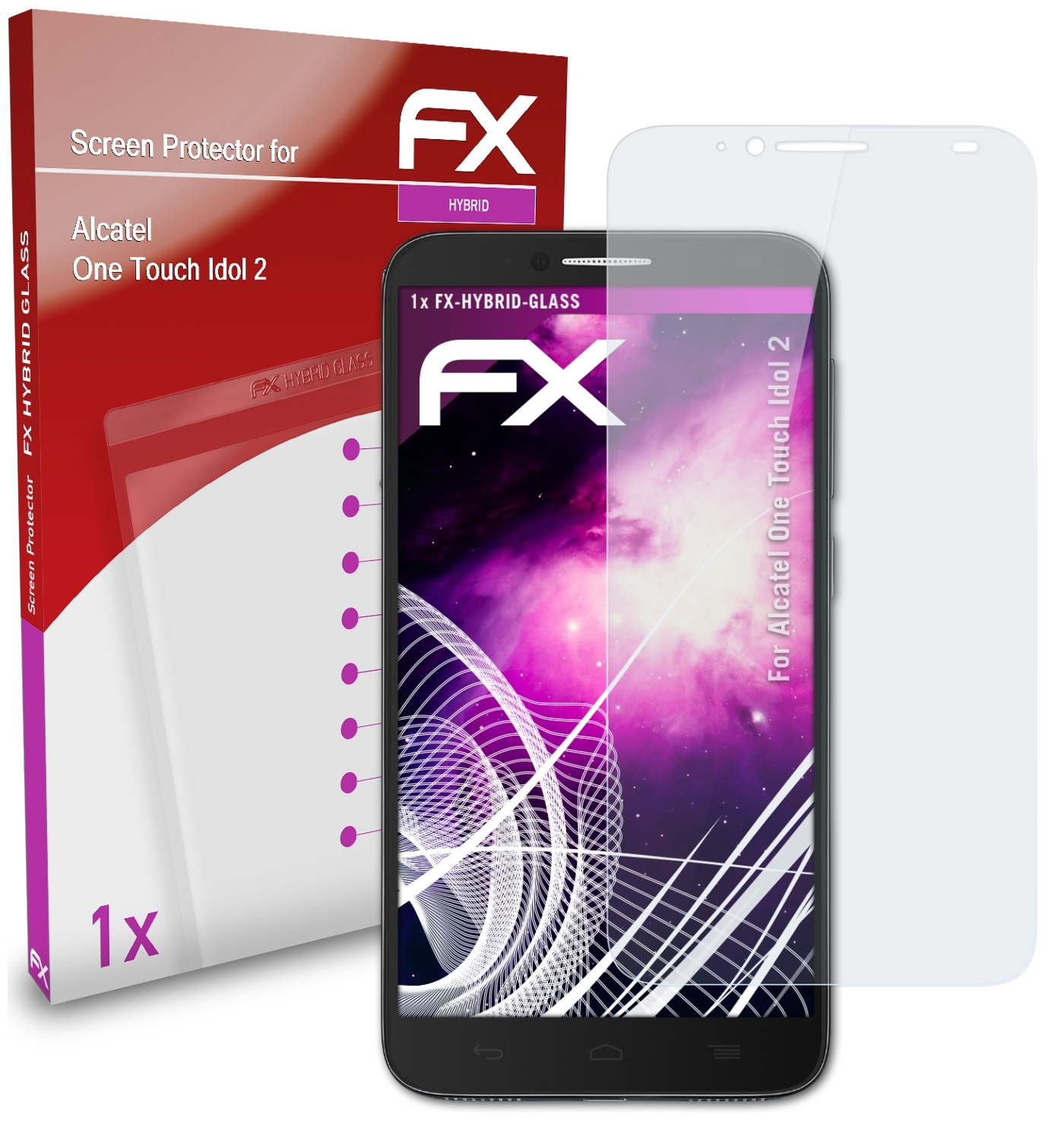 ATFOLIX FX-Hybrid-Glass Schutzglas(für One Alcatel Touch Idol 2)