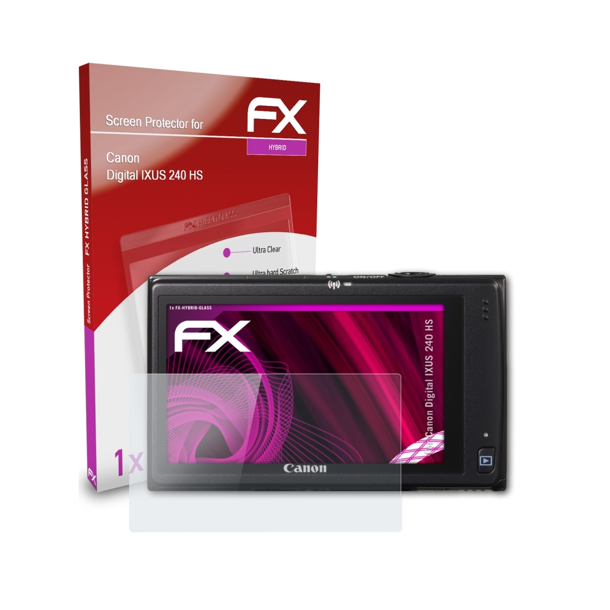 ATFOLIX FX-Hybrid-Glass Schutzglas(für Canon Digital HS) IXUS 240