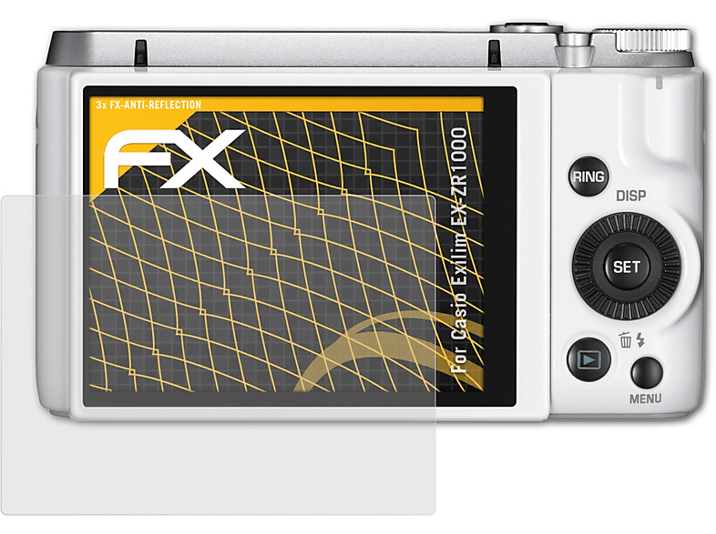 ATFOLIX 3x FX-Antireflex Casio Exilim EX-ZR1000) Displayschutz(für