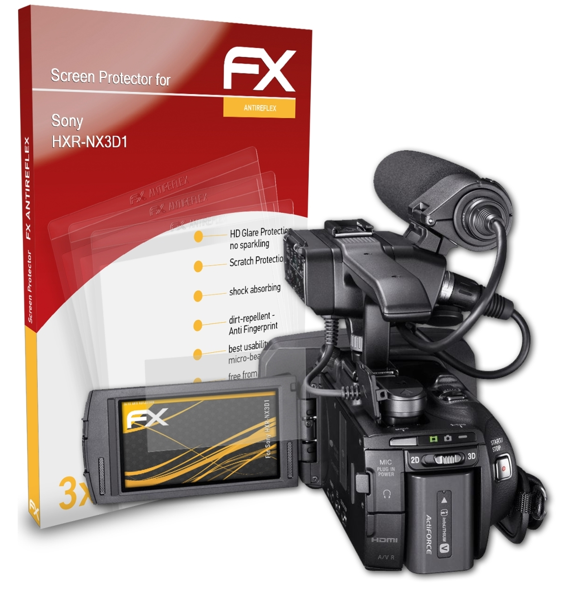 ATFOLIX 3x Displayschutz(für FX-Antireflex HXR-NX3D1) Sony